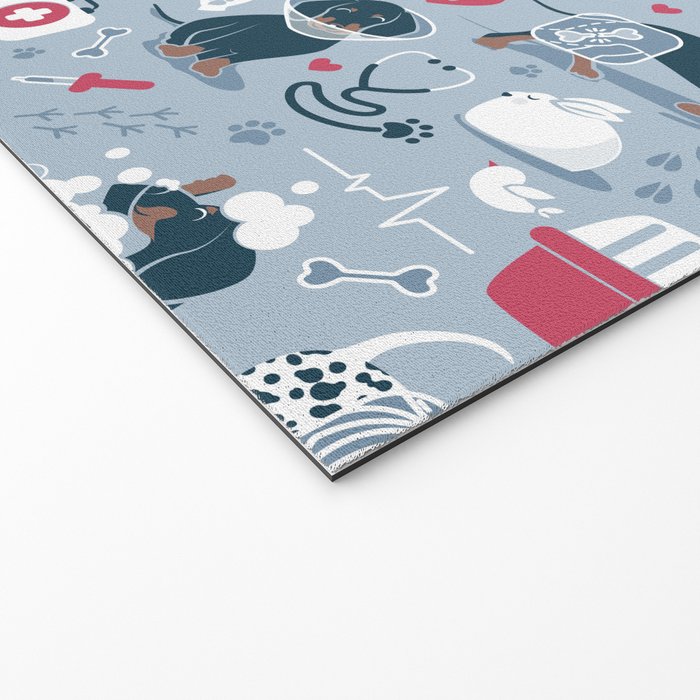 Veterinary medicine, happy and healthy friends // pastel blue background Welcome Mat Gallery Image 2