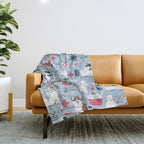 Veterinary medicine, happy and healthy friends // pastel blue background Throw Blanket Gallery Image 1