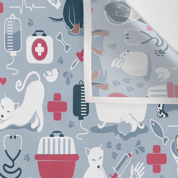 Veterinary medicine, happy and healthy friends // pastel blue background Wall Tapestry Gallery Image 3
