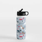 Veterinary medicine, happy and healthy friends // pastel blue background Water Bottle Gallery Image 1