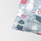 Veterinary medicine, happy and healthy friends // pastel blue background Pillow Sham Gallery Image 4