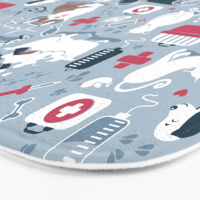 Veterinary medicine, happy and healthy friends // pastel blue background Bath Mat Gallery Image 3