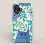 Cats and branches - blue and green iPhone Case Gallery Image 1