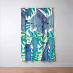 Cats and branches - blue and green Window Curtain Gallery Image 3