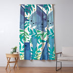 Cats and branches - blue and green Window Curtain Gallery Image 5