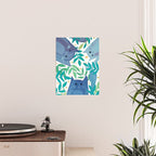 Cats and branches - blue and green Poster Gallery Image 2
