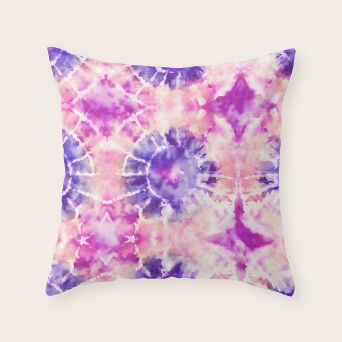 Tie Dye - peachy purple  Throw Pillow Gallery Image 6