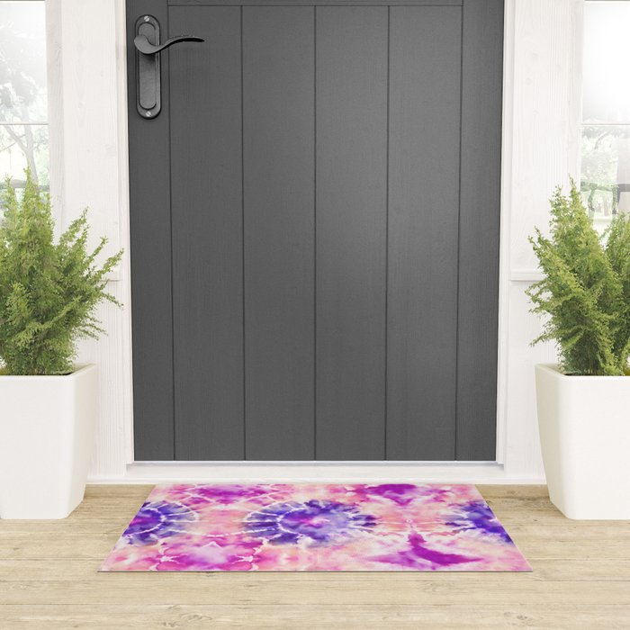 Tie Dye - peachy purple  Welcome Mat Gallery Image 3