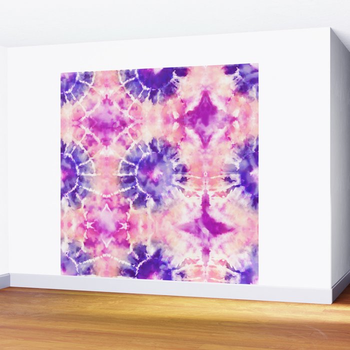 Tie Dye - peachy purple  Wall Mural Gallery Image 2
