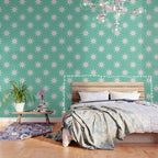 Northern Winter Star Festive Grid Pink White and Mint Green Wallpaper Gallery Image 3