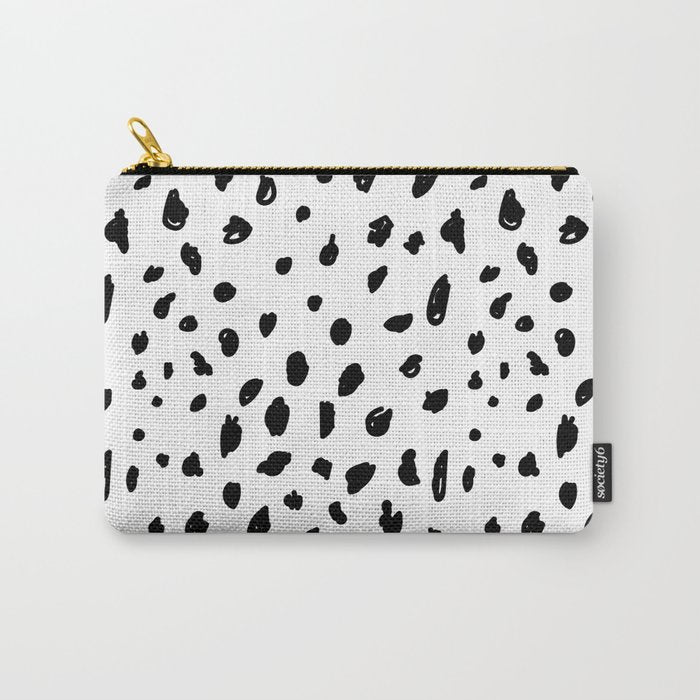 Black geometrical hand painted polka dots confetti pattern Carry All Pouch Gallery Image 1