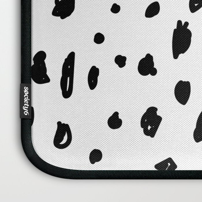 Black geometrical hand painted polka dots confetti pattern Laptop Sleeve Gallery Image 3
