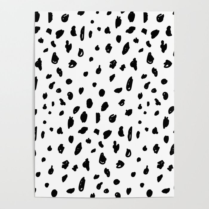 Black geometrical hand painted polka dots confetti pattern Poster Gallery Image 4