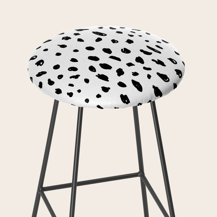 Black geometrical hand painted polka dots confetti pattern Stool Gallery Image 2