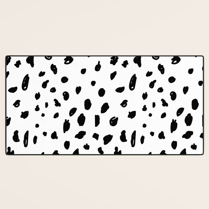 Black geometrical hand painted polka dots confetti pattern Desk Mat Gallery Image 3