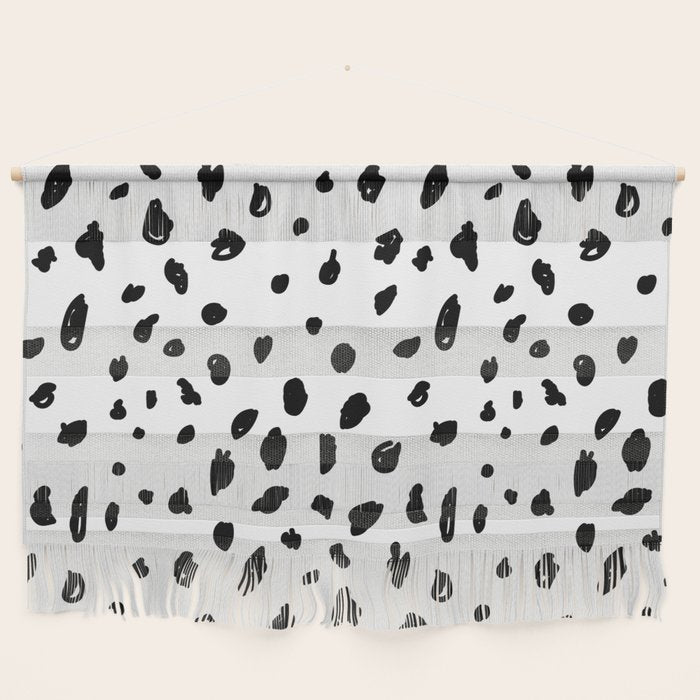 Black geometrical hand painted polka dots confetti pattern Wall Hanging Gallery Image 1