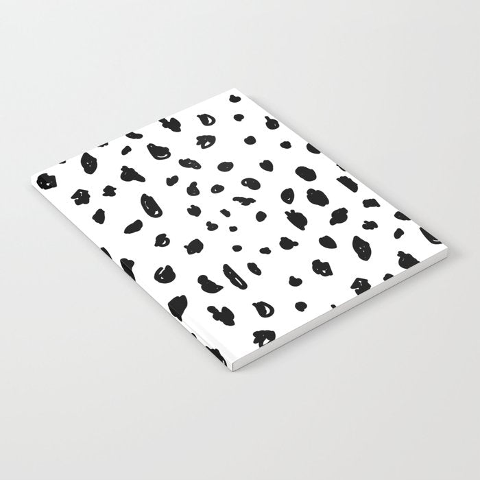 Black geometrical hand painted polka dots confetti pattern Notebook Gallery Image 1