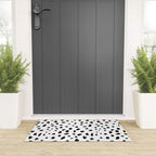 Black geometrical hand painted polka dots confetti pattern Welcome Mat Gallery Image 3