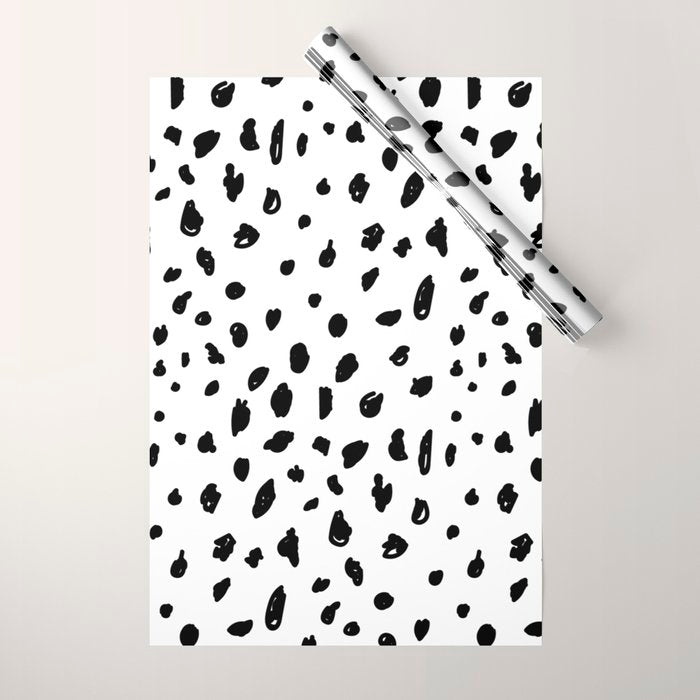 Black geometrical hand painted polka dots confetti pattern Wrapping Paper Gallery Image 1