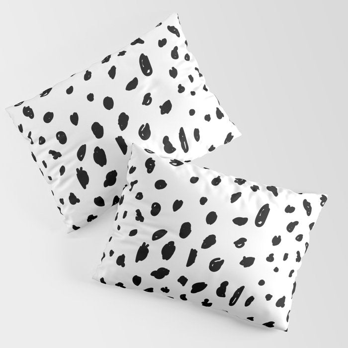 Black geometrical hand painted polka dots confetti pattern Pillow Sham Gallery Image 3