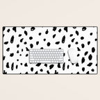 Black geometrical hand painted polka dots confetti pattern Desk Mat Gallery Image 1