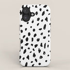 Black geometrical hand painted polka dots confetti pattern iPhone Case Gallery Image 1