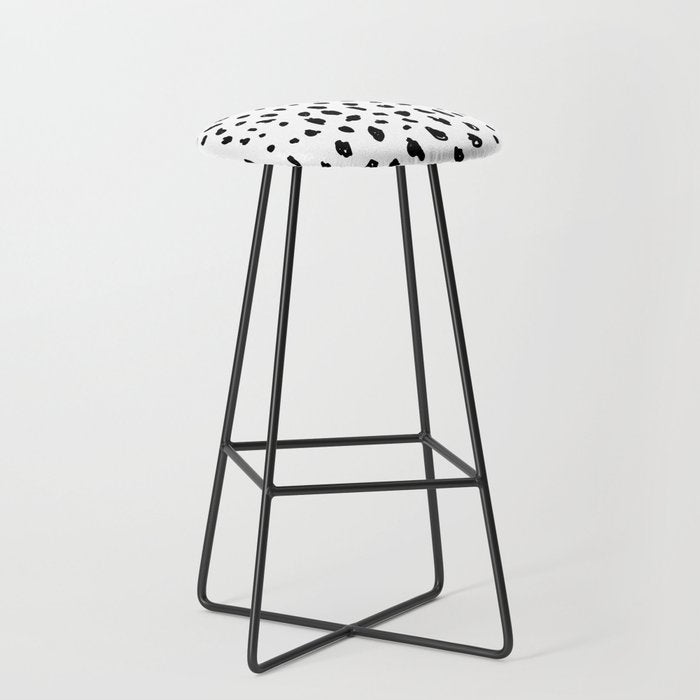 Black geometrical hand painted polka dots confetti pattern Stool Gallery Image 1