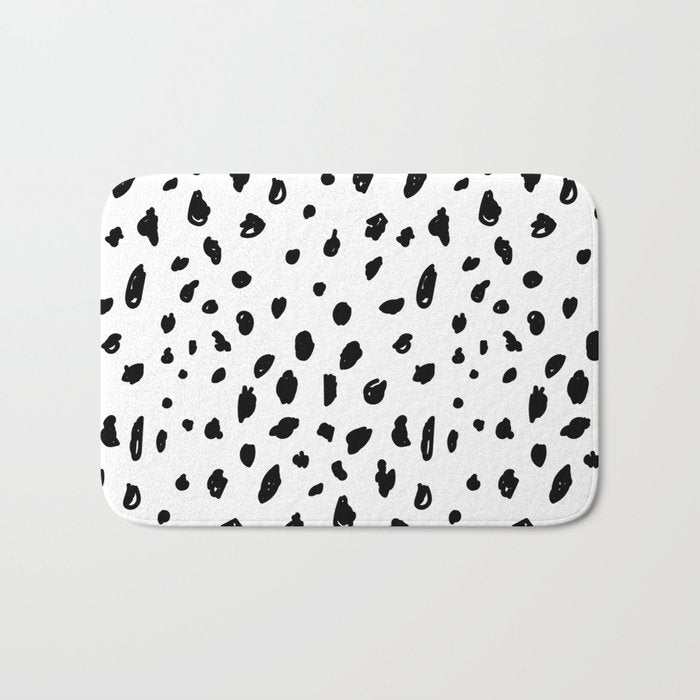 Black geometrical hand painted polka dots confetti pattern Bath Mat Gallery Image 1