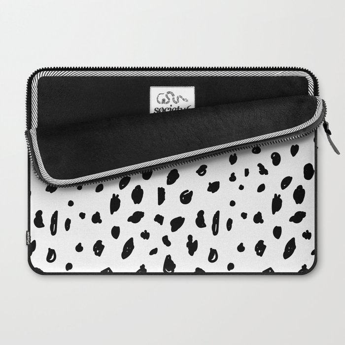 Black geometrical hand painted polka dots confetti pattern Laptop Sleeve Gallery Image 2