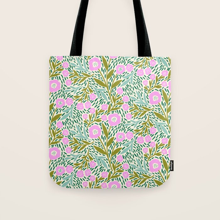 Botanical Garden - Pink and Green Tote Bag Gallery Image 1