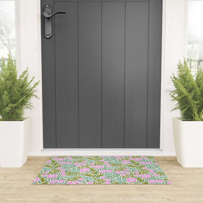 Botanical Garden - Pink and Green Welcome Mat Gallery Image 3