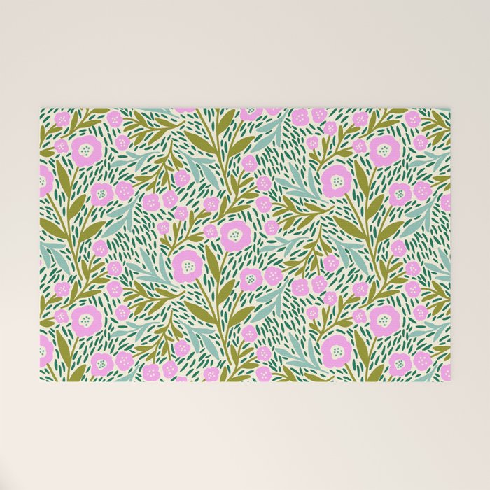 Botanical Garden - Pink and Green Welcome Mat Gallery Image 1