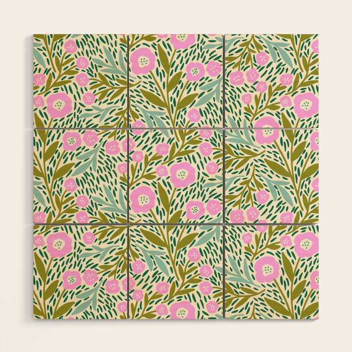 Botanical Garden - Pink and Green Wood Wall Art Gallery Image 1