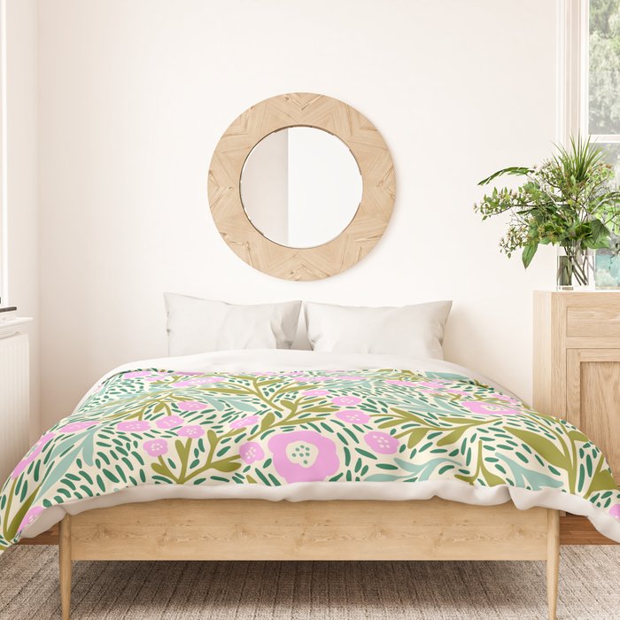 Botanical Garden - Pink and Green Duvet Cover Gallery Image 3