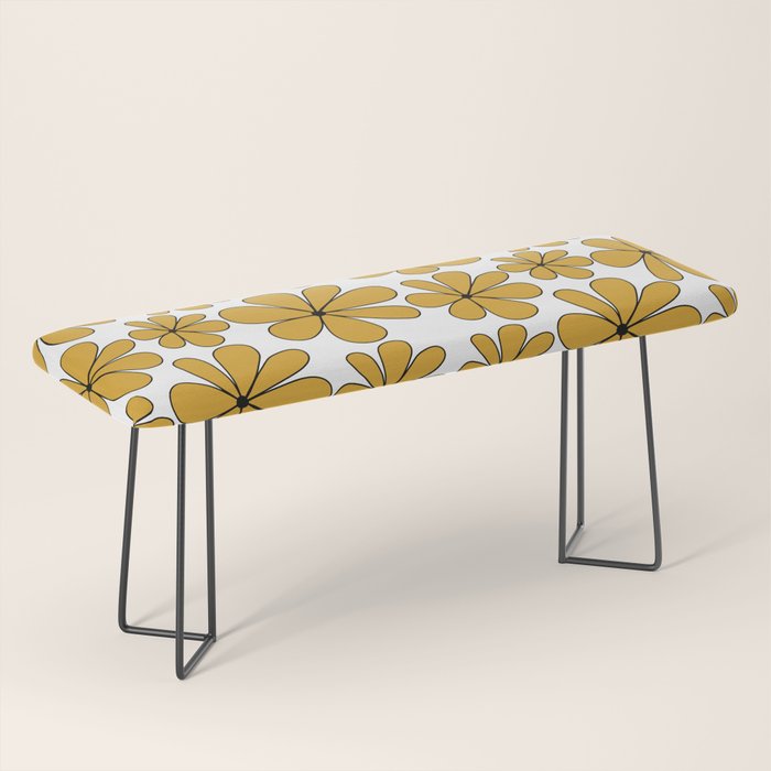 Retro Daisy Pattern II Yellow Bench Gallery Image 1