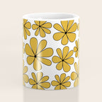 Retro Daisy Pattern II Yellow Coffee Mug Gallery Image 4