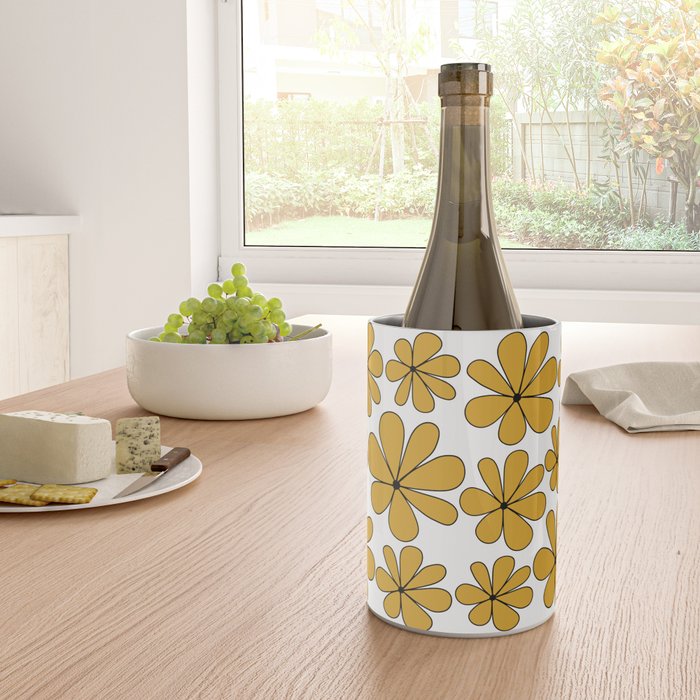 Retro Daisy Pattern II Yellow Wine Chiller Gallery Image 4