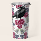 Crows, Bleeding Hearts & Roses Floral/Botanical Pattern Travel Mug Gallery Image 2