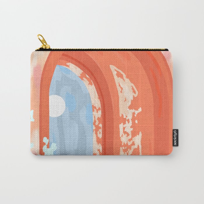 Moonlit, Summer Day Home Decor, Architecture Indoor Building Interior Design, Full Moon Bohemian Eclectic Bright, Mindful Spiritual Joy Painting Carry All Pouch Gallery Image 1