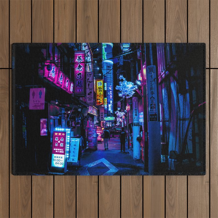 Tokyo's Moody Blue Vibes Outdoor Rug Gallery Image 1