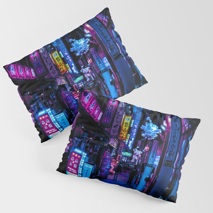 Tokyo's Moody Blue Vibes Pillow Sham Gallery Image 3