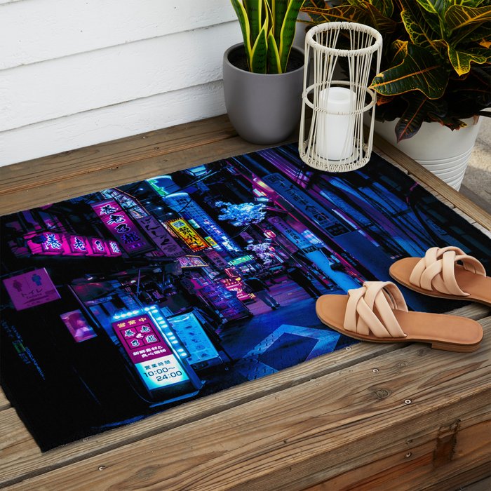 Tokyo's Moody Blue Vibes Outdoor Rug Gallery Image 2