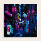 Tokyo's Moody Blue Vibes Wood Wall Art Gallery Image 1