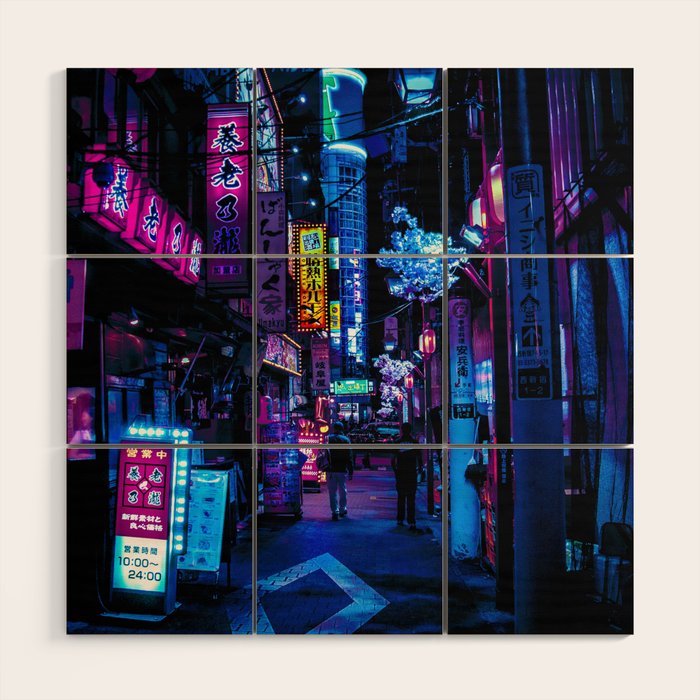 Tokyo's Moody Blue Vibes Wood Wall Art Gallery Image 1
