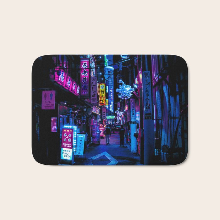 Tokyo's Moody Blue Vibes Bath Mat Gallery Image 1