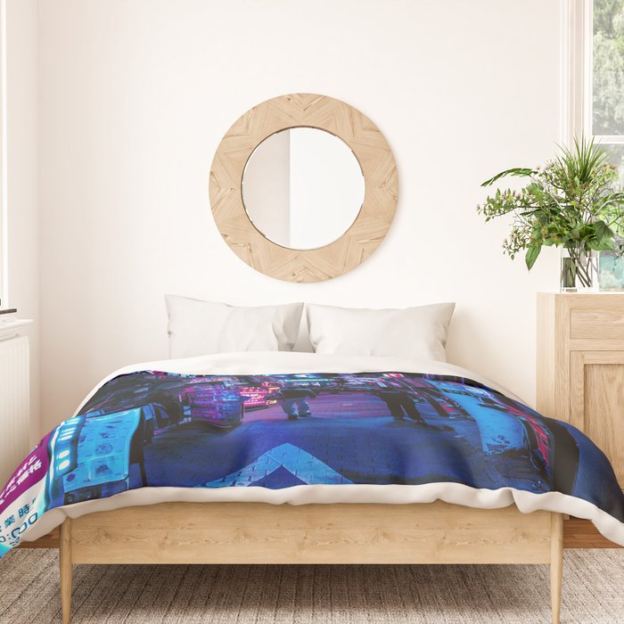 Tokyo's Moody Blue Vibes Duvet Cover Gallery Image 3