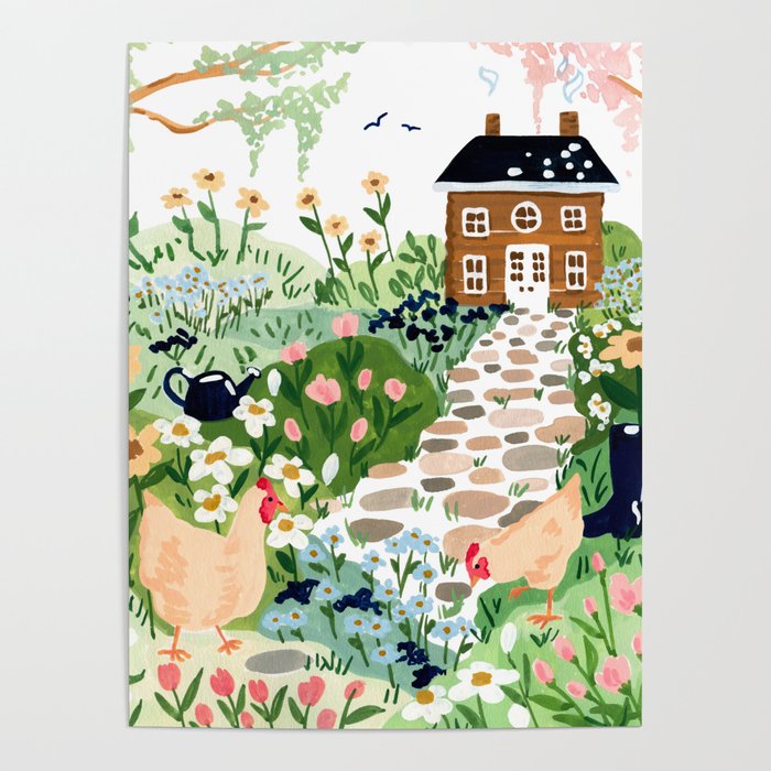Chickens in the Garden Poster Gallery Image 1