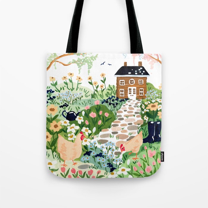 Chickens in the Garden Tote Bag Gallery Image 1