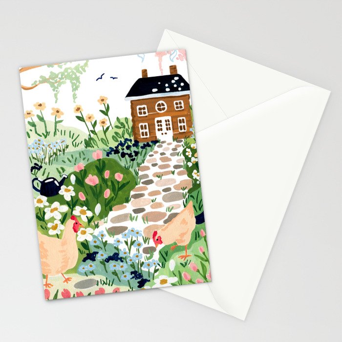 Chickens in the Garden Stationery Card Gallery Image 2