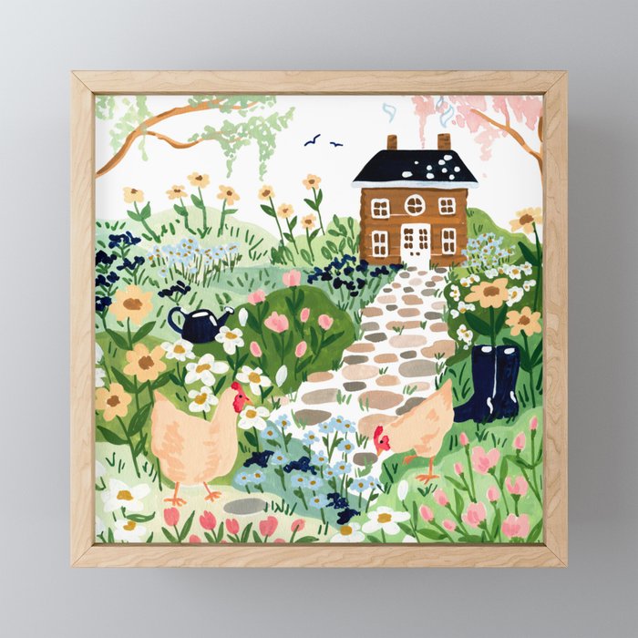 Chickens in the Garden Mini Art Print Gallery Image 1